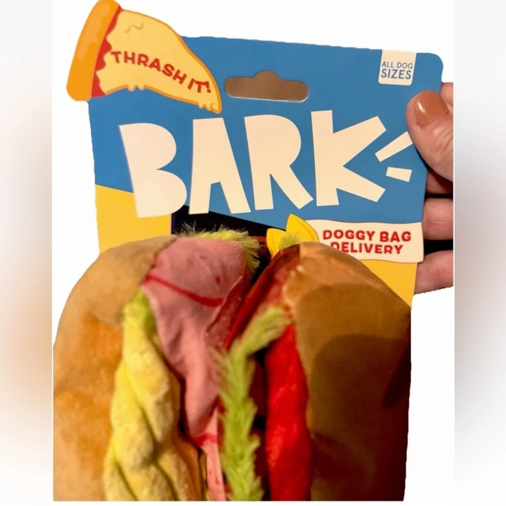 Bark Box Big Bite‎ Hoagie Plush Squeaky Crinkle Dog Toy All Size